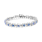 White.Sterling Silver / 7.25 / Blue Aquamarine