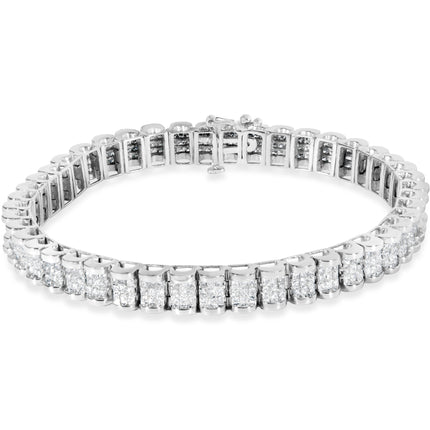 14K White Gold 5.00 Cttw Invisible Set Princess-Cut Diamond Belt and Buckle Tennis 7" Bracelet (H-I Color, SI1-SI2 Clarity)
