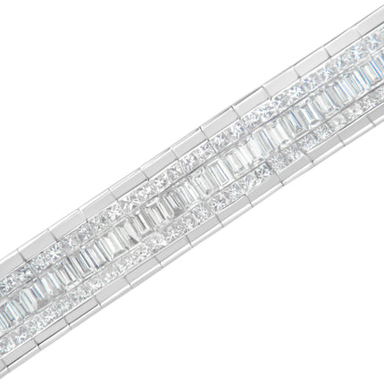 14K White Gold 7 7/8 Cttw Princess and Baguette Diamond Eternity Line Tennis Bracelet (G-H Color, SI1-SI2 Clarity) - 7" Inches