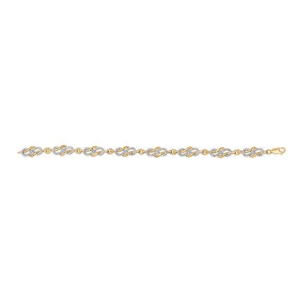 14K Yellow Gold Plated .925 Sterling Silver 1.0 Cttw Diamond Infinity Loop and Swirl Link Bracelet
