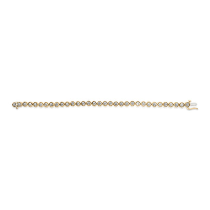 14K Yellow Gold Plated .925 Sterling Silver 1/10 Cttw Diamond Open Circle Beaded Wheel Link Tennis Bracelet (I-J Color, I3 Clarity) - 7.25"