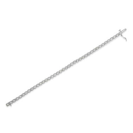.925 Sterling Silver 1.0 Cttw Diamond Miracle-Set Square Milgrain 7" Link Tennis Bracelet (I-J Color, I3 Clarity)