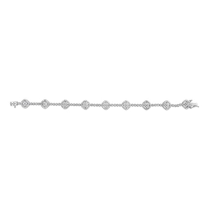.925 Sterling Silver 3.0 Cttw Diamond Halo Square Shape Link Bracelet (I-J Color, I3 Clarity) - 7.25"