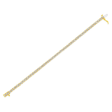 14K Yellow Gold Plated .925 Sterling Silver 3.0 Cttw Miracle-Set Diamond Tennis Bracelet (L-M Color, I2-I3 Clarity) - 7.25"
