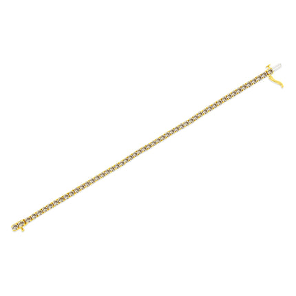 14K Yellow Gold Plated .925 Sterling Silver 8.0 Cttw Diamond Classic Link Tennis Bracelet (K-L Color, I2-I3 Clarity) - 7-1/4"