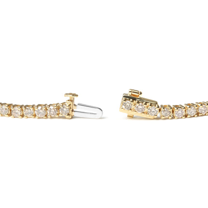 14K Yellow Gold 6.0 Cttw Classic 4 Prong Set Round Brilliant Cut Diamond Tennis Bracelet (K-L Color, VS2-SI1 Clarity) - 7.25"