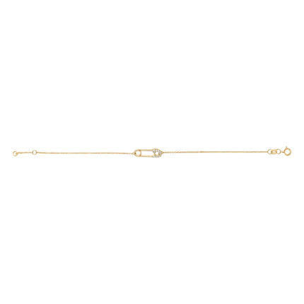 10K Yellow Gold 1/10 Cttw Diamond Paperclip Charm Adjustable Link Bracelet  (I-J Color, I1-I2 Clarity) - 7.25 Inch