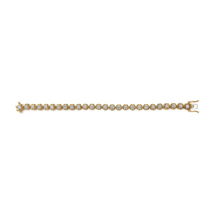 14K Yellow Gold Plated .925 Sterling Silver 3 9/10 Cttw Diamond Buttercup Style Tennis Bracelet
