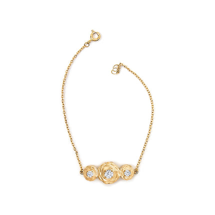 14K Yellow Gold Plated Sterling Silver 1/2 Cttw Lab Grown Diamond Rose Motif Link Bracelet