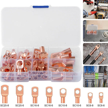 60-Piece: Battery Bare Copper Ring Lug Terminals
