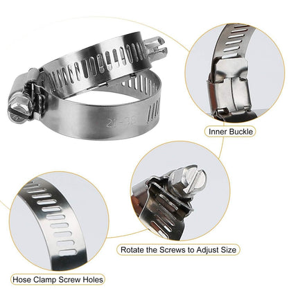 60-Pieces: Hose Clamp Stainless Steel Adjustable Worm Gear