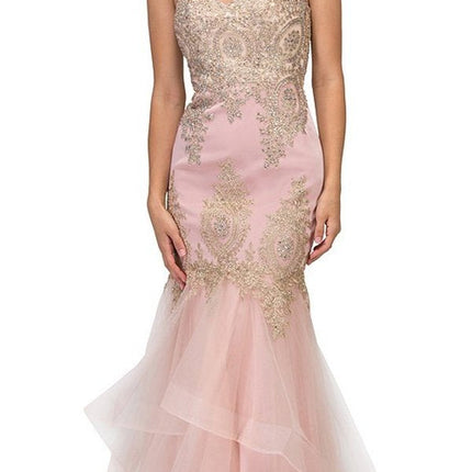 CLEARANCE - Eureka 6009 Strapless Embroidered Gown Layered Skirt (Size XL)
