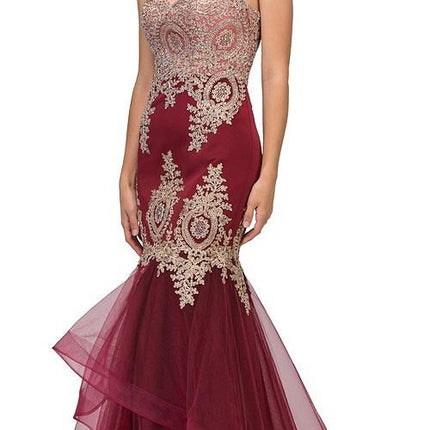 CLEARANCE - Eureka 6009 Strapless Embroidered Gown Layered Skirt (Size XL)