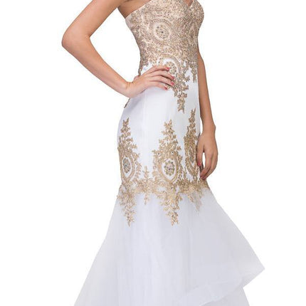 CLEARANCE - Eureka 6009 Strapless Embroidered Gown Layered Skirt (Size XL)