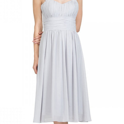 CLEARANCE - Lilac Short Wedding-Guest Dress Ruched-Bodice (Size Medium)