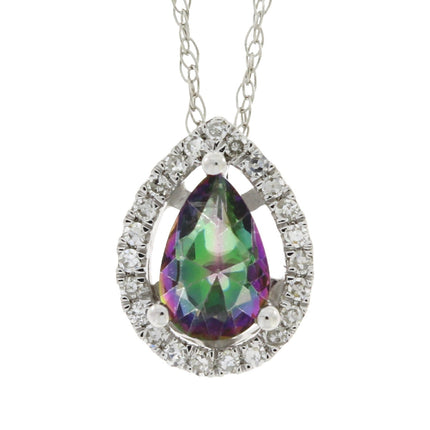 Treated Topaz Diamond Fashion Pendants 14KT White Gold