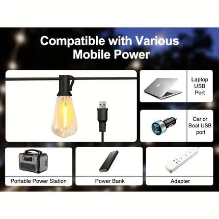 60FT Solar String Lights With USB Port & Remote Control