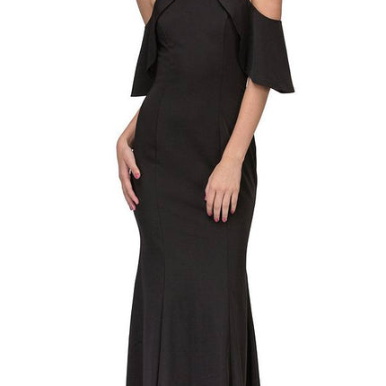 CLEARANCE - Eureka 6110 Cold Shoulder High Neckline Mermaid Gown (Size XS)