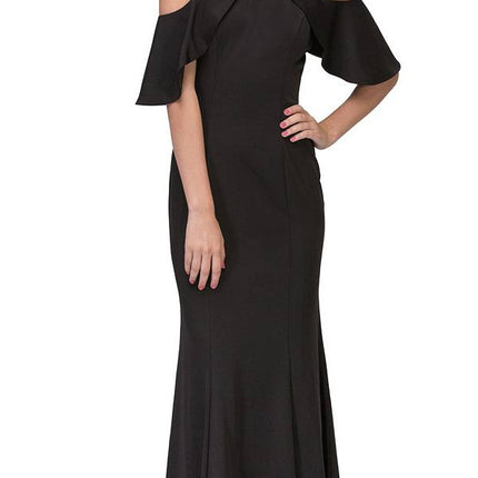 CLEARANCE - Eureka 6110 Cold Shoulder High Neckline Mermaid Gown (Size XS)