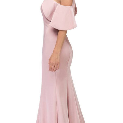 CLEARANCE - Eureka 6110 Cold Shoulder High Neckline Mermaid Gown (Size XS)