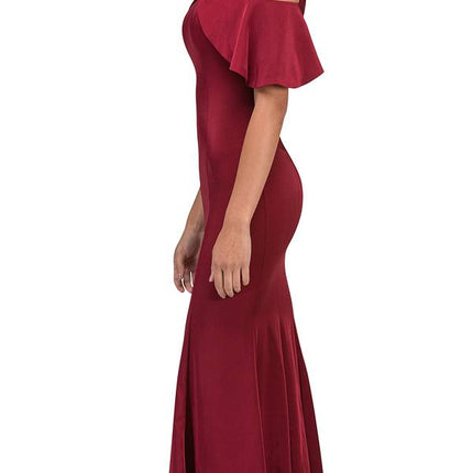 CLEARANCE - Eureka 6110 Cold Shoulder High Neckline Mermaid Gown (Size XS)