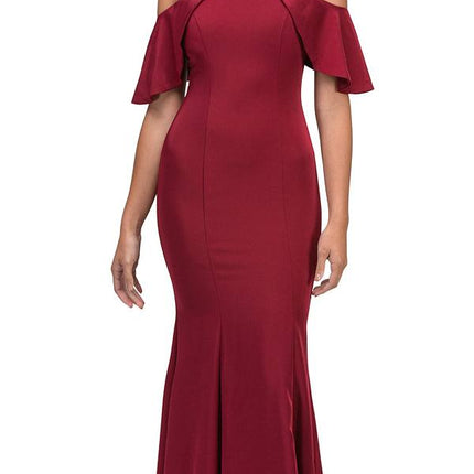 CLEARANCE - Eureka 6110 Cold Shoulder High Neckline Mermaid Gown (Size XS)