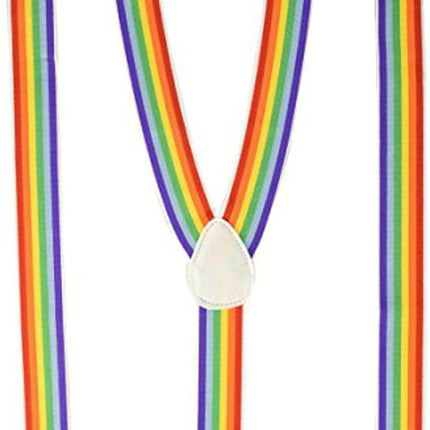 Multicolored Rainbow Clown Costume Suspenders Pride Mork Mindy