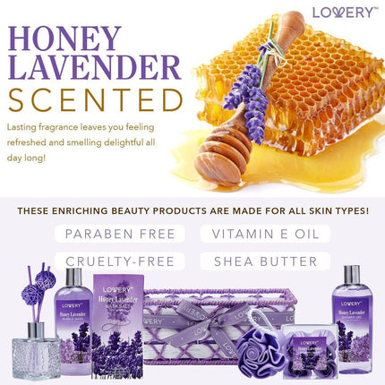Bath And Body Gift  Set - Honey Lavender with Oil Diffuser