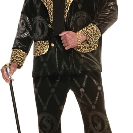 Men's 70's Black Velvet Pimp Suit High Roller Pimp Daddy Adult Costume