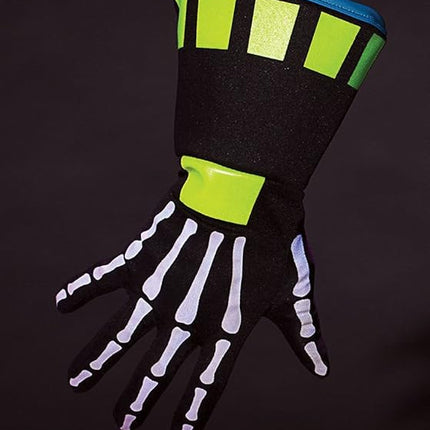 Ravin' Neon Skeletech  Skeleton Adult Gloves Black Light Glow