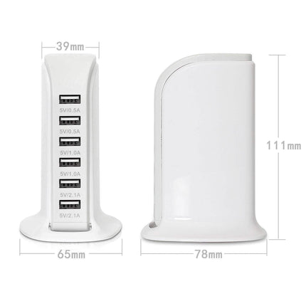 40-Watt 6-Port USB Charging Station for Smart Phones and Tablets