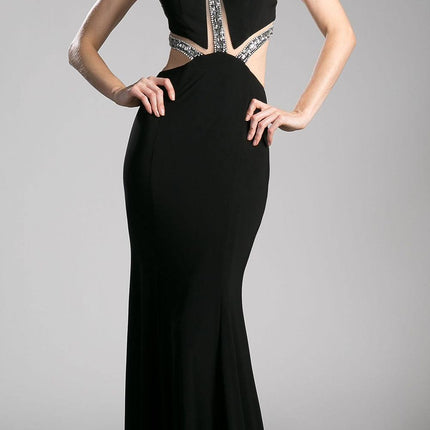 Cinderella Divine 62139 Beaded Cut Out Floor Length Dress
