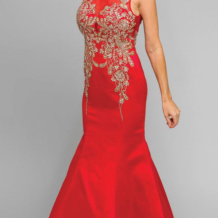 Juliet 623 Trumpet Style Gown with Applique Beading