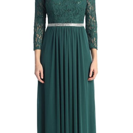 CLEARANCE - Celavie 6305L Three-Quarter Length Lace Sleeve Dress A-line (Size M)