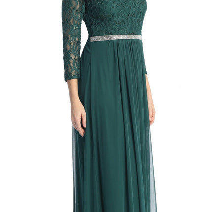 CLEARANCE - Celavie 6305L Three-Quarter Length Lace Sleeve Dress A-line (Size M)
