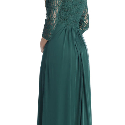 CLEARANCE - Celavie 6305L Three-Quarter Length Lace Sleeve Dress A-line (Size M)