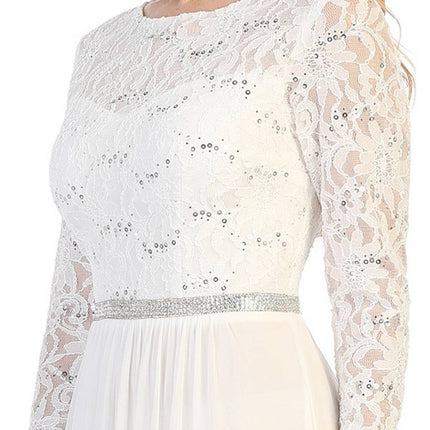 CLEARANCE - Celavie 6305L Three-Quarter Length Lace Sleeve Dress A-line (Size M)