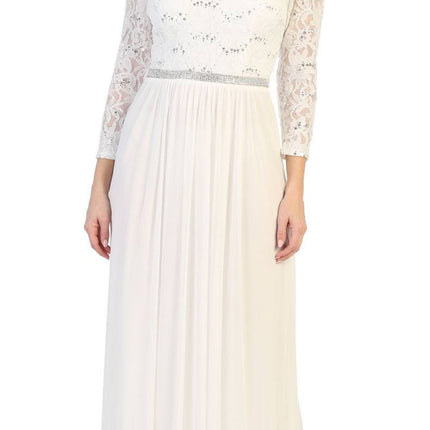 CLEARANCE - Celavie 6305L Three-Quarter Length Lace Sleeve Dress A-line (Size M)