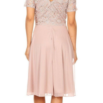 CLEARANCE - Celavie 6320S Knee Length Dress With Short Sleeves (Size L)