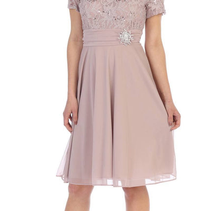 CLEARANCE - Celavie 6320S Knee Length Dress With Short Sleeves (Size L)
