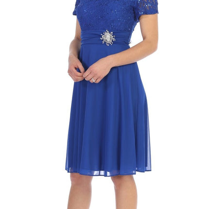 CLEARANCE - Celavie 6320S Knee Length Dress With Short Sleeves (Size L)