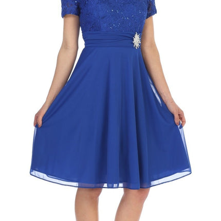 CLEARANCE - Celavie 6320S Knee Length Dress With Short Sleeves (Size L)