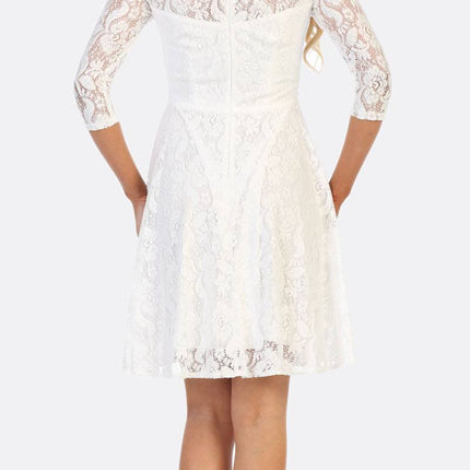 CLEARANCE - Celavie 6343S Off-the-Shoulder Short Lace A-Line Dress (Size XL)