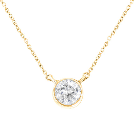 .925 Sterling Silver 1/2 Cttw Diamond Bezel 18" Pendant Necklace (I-J Color, I2-I3 Clarity)