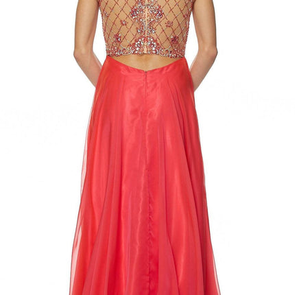 Juliet 637 Sleeveless A-Line Rhinestone Embellished Gown