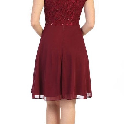 CLEARANCE - Celavie 6394-S Embellished Waist Short Sleeve Dress (Size 2XL)