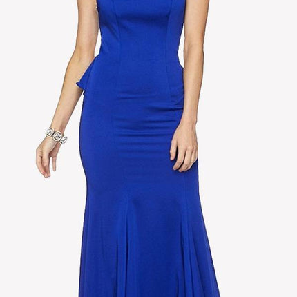 Juliet 645 Fit and Flare Evening Gown Cut Out Back with Ruffles