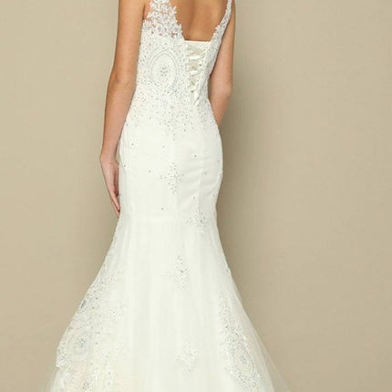 Juliet 654 Mermaid Gown Lace Up Back Embroidered