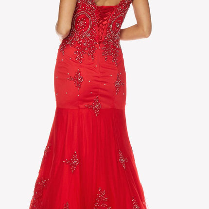 Juliet 654 Mermaid Gown Lace Up Back Embroidered