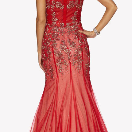 Juliet 656 Sleeveless Appliqued Mermaid Gown Godets and Train